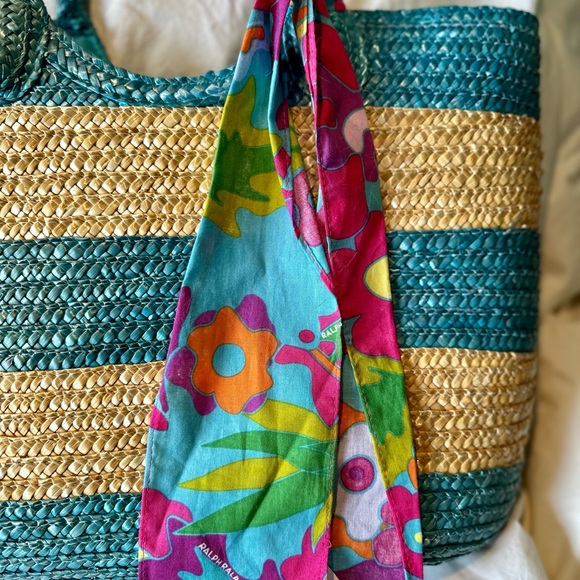 Straw summer bag by Ralph Lauren, with decorative tie. Smoke free home. EUC - Picture 5 of 5